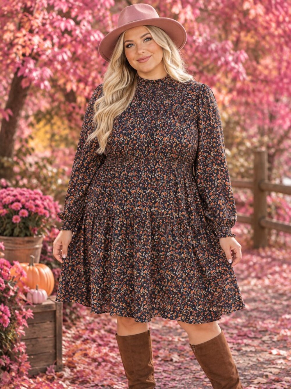 Torrid navy blue mini dress with peach floral